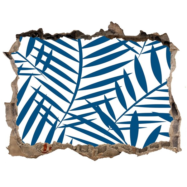 Hole wall sticker Tropical leaves in a hole in the wall