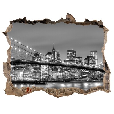 Hole in the wall sticker New York skyline in monochrome