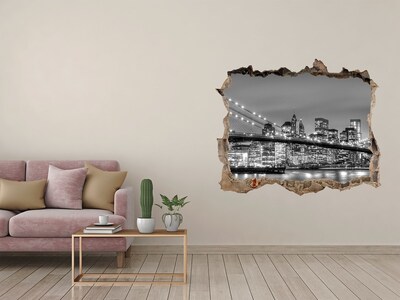 Hole in the wall sticker New York skyline in monochrome
