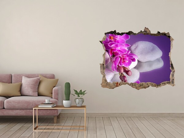 Hole wall sticker Orchids on a background of stones