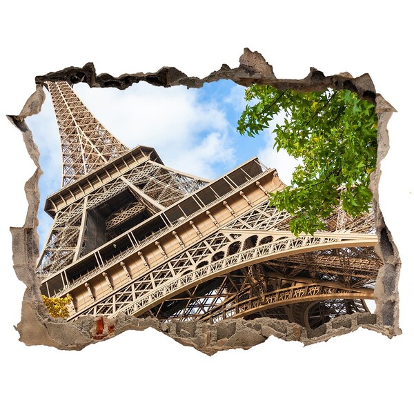 3D wall hole The Eiffel Tower in Paris