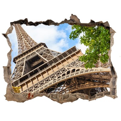 3D wall hole The Eiffel Tower in Paris