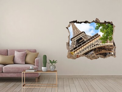 3D wall hole The Eiffel Tower in Paris