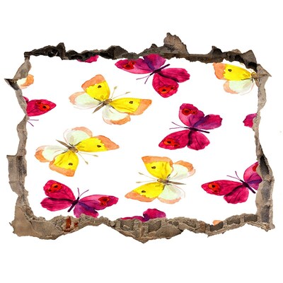 3D wall hole Butterflies in the flower garden