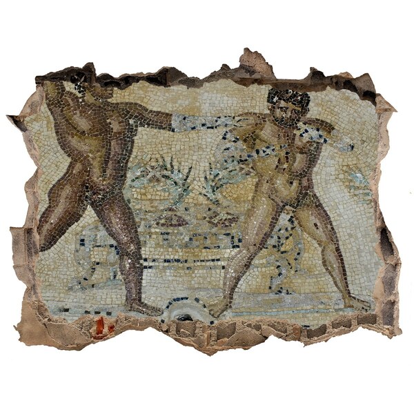 Hole wall sticker Ancient gladiator combat