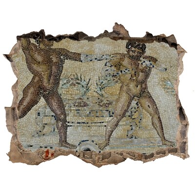 Hole wall sticker Ancient gladiator combat
