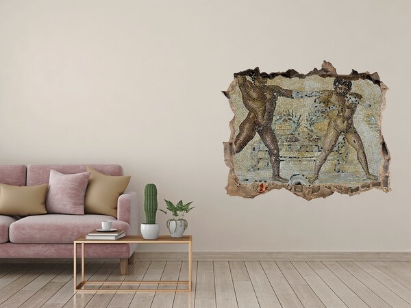 Hole wall sticker Ancient gladiator combat