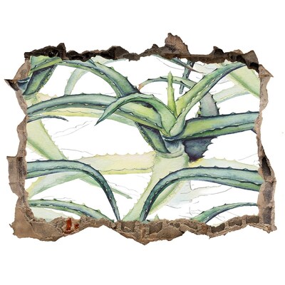 3D wall hole wallpaper A green oasis in concrete