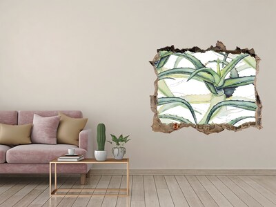 3D wall hole wallpaper A green oasis in concrete