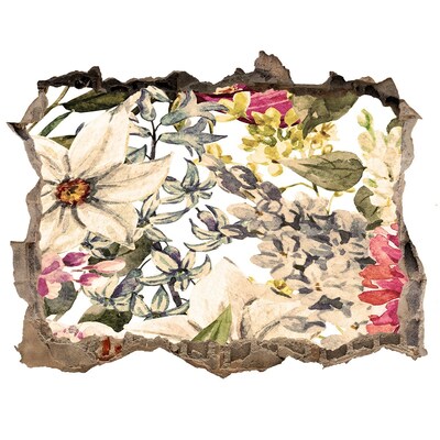 3D wall hole wallpaper Flower garden behind the wall