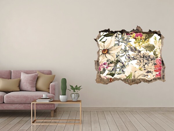 3D wall hole wallpaper Flower garden behind the wall