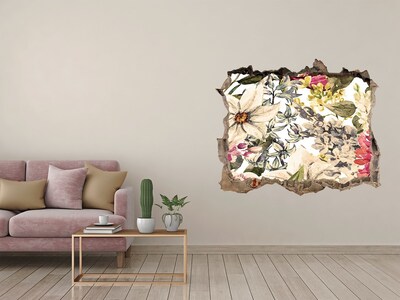 3D wall hole wallpaper Flower garden behind the wall