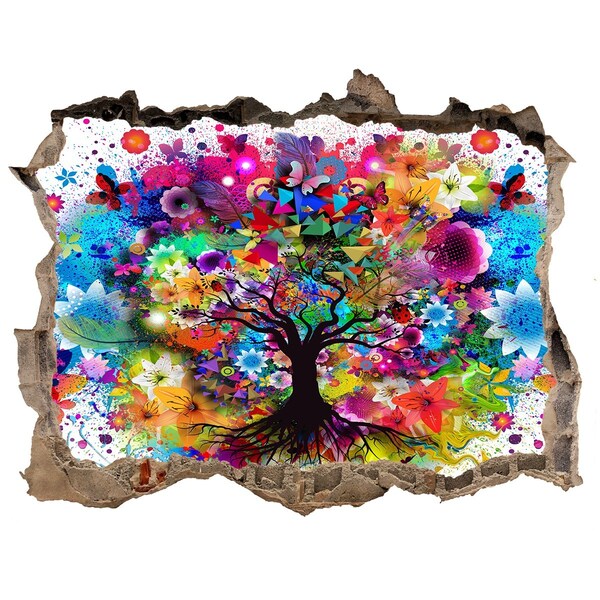 Hole in the wall sticker Colorful Tree of Life