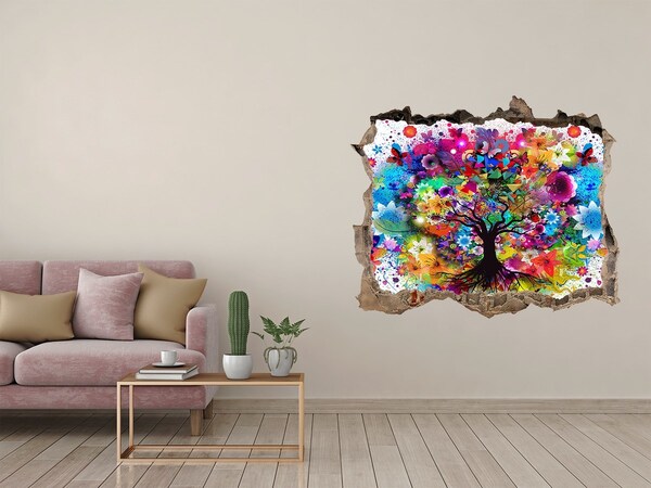 Hole in the wall sticker Colorful Tree of Life