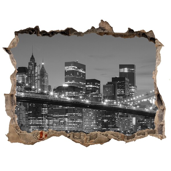 Hole in the wall sticker New York skyline at night