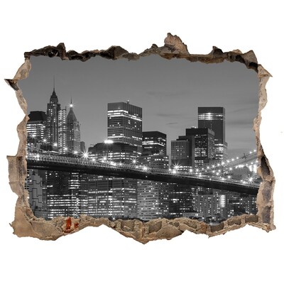 Hole in the wall sticker New York skyline at night
