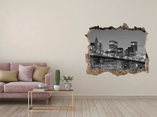 Hole in the wall sticker New York skyline at night