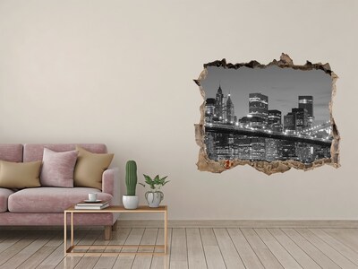 Hole in the wall sticker New York skyline at night