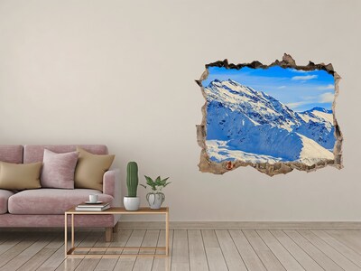 Hole wall sticker Winter mountain landscape