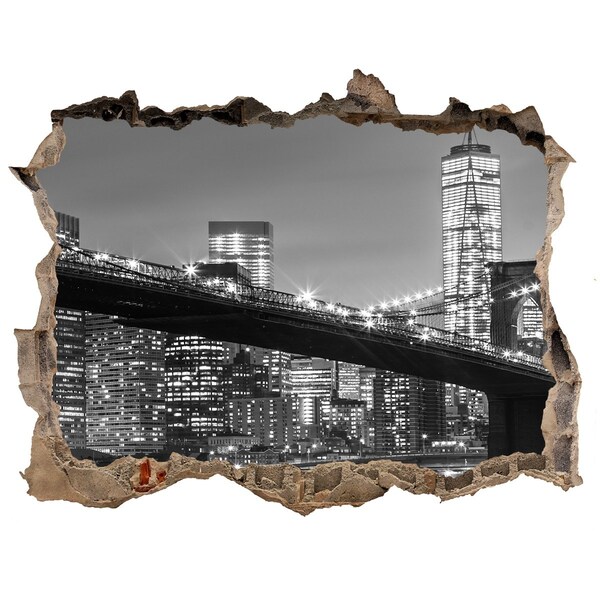 Hole wall sticker New York Bridge