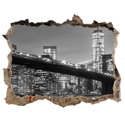 Hole wall sticker New York Bridge