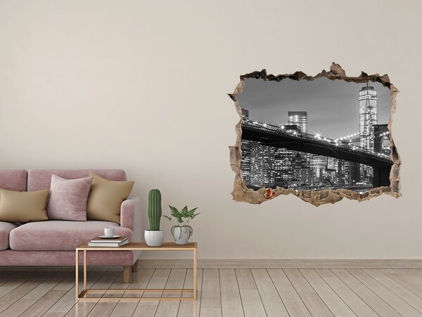 Hole wall sticker New York Bridge