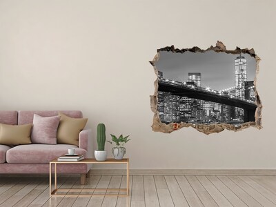 Hole wall sticker New York Bridge
