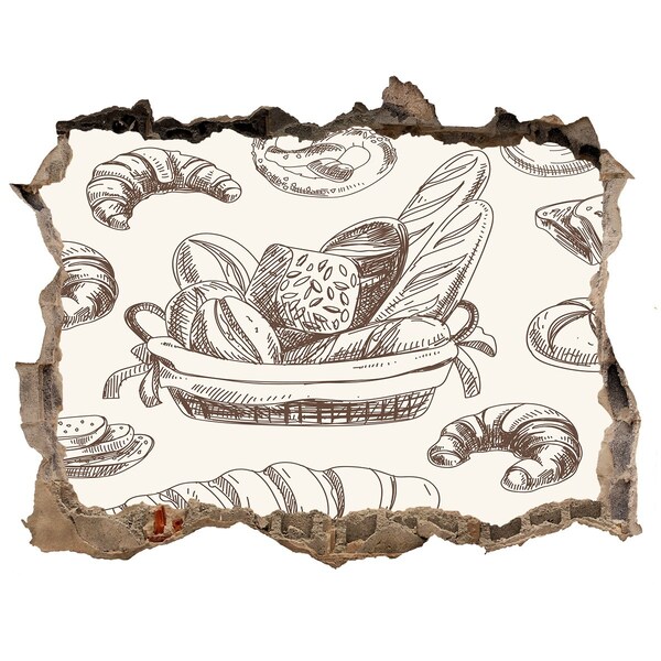 Hole in the wall sticker Basket with bread