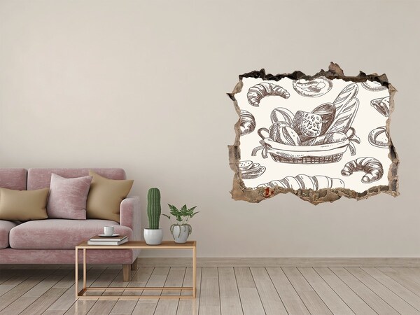 Hole in the wall sticker Basket with bread