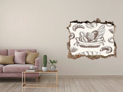 Hole in the wall sticker Basket with bread