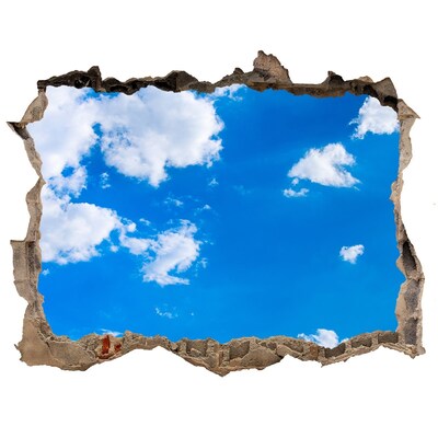 Hole in the wall sticker Blue sky with clouds