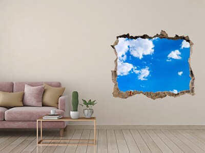 Hole in the wall sticker Blue sky with clouds