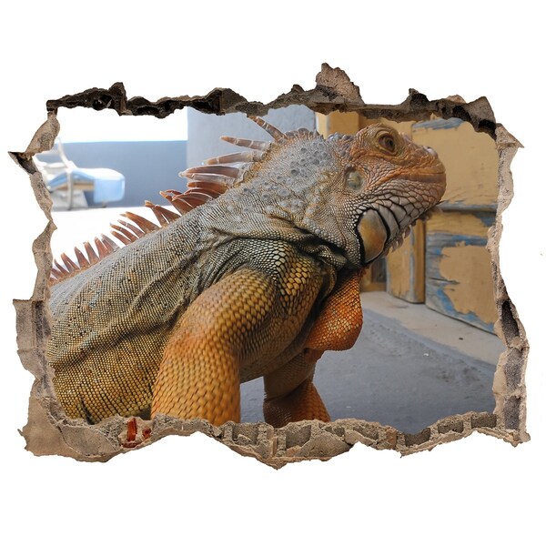 Hole in the wall decal Iguana in a damaged wall