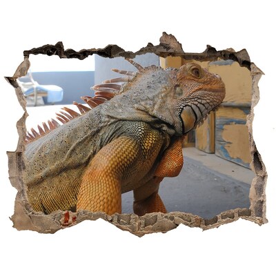 Hole in the wall decal Iguana in a damaged wall