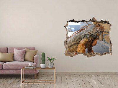 Hole in the wall decal Iguana in a damaged wall