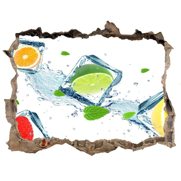 3D wall hole wallpaper A refreshing cocktail in a summer setting