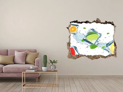 3D wall hole wallpaper A refreshing cocktail in a summer setting