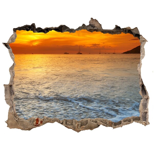 Hole wall sticker Sunset over the sea