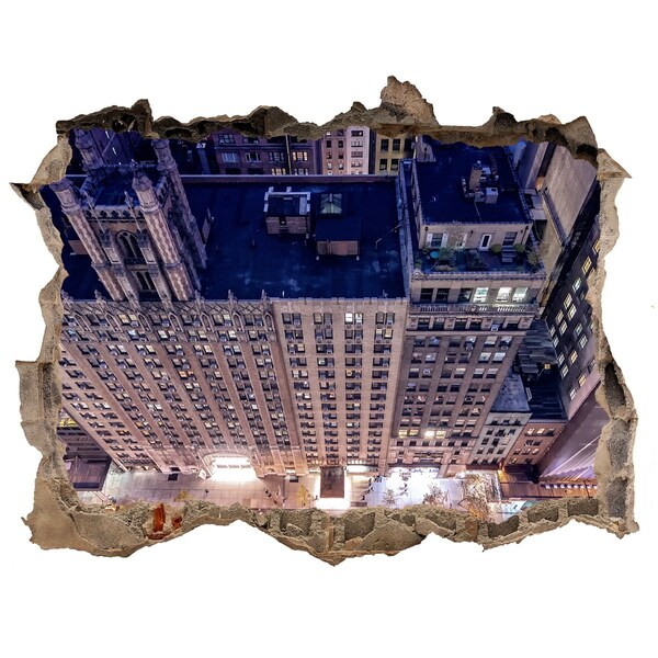 Hole in the wall sticker View from the height of the city at night