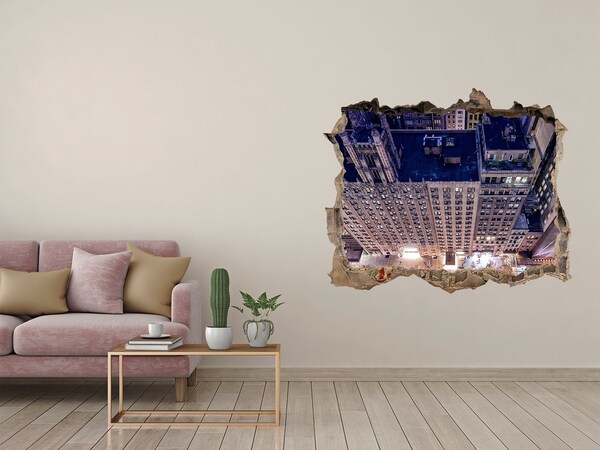 Hole in the wall sticker View from the height of the city at night