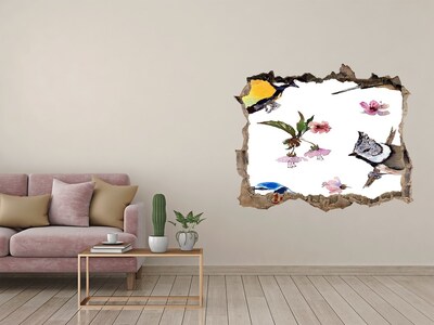 Hole in the wall decal Spring landscape with birds