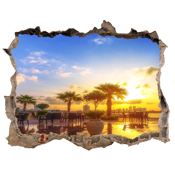 Hole in the wall sticker Sunset in the tropics