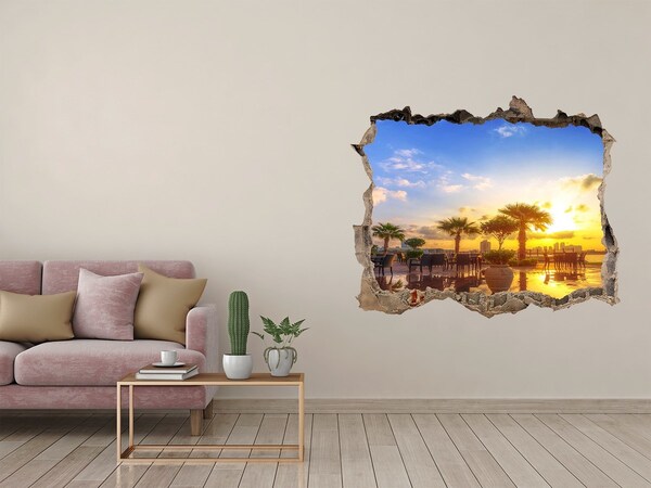 Hole in the wall sticker Sunset in the tropics