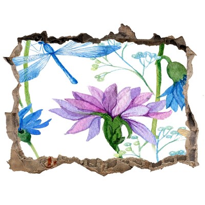 3D wall hole Hole in the Wall Floral Mural