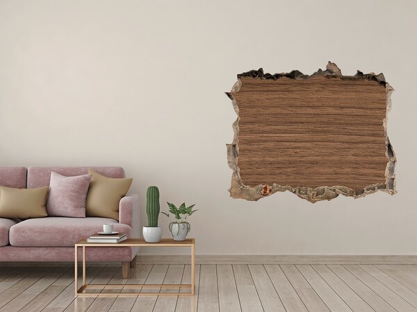 Hole wall sticker Damaged wall with wooden interior