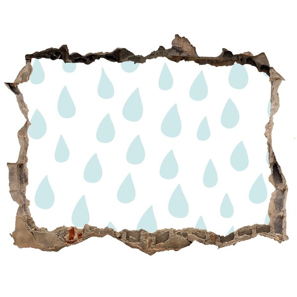 3D wall hole wallpaper Raindrops behind the wall