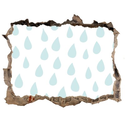 3D wall hole wallpaper Raindrops behind the wall
