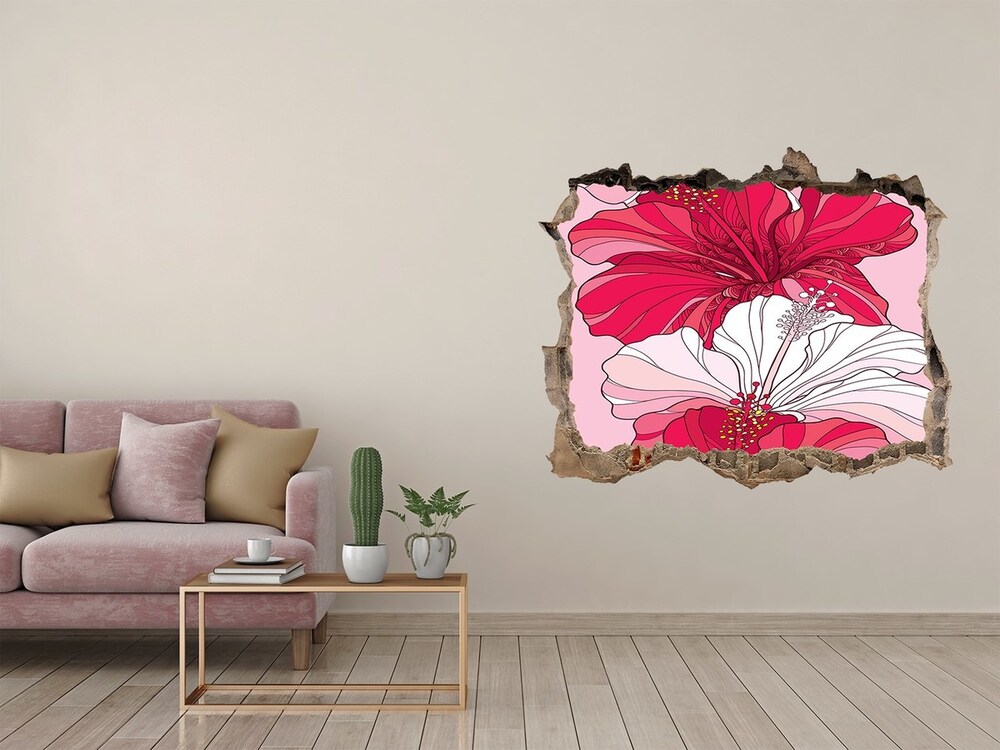 Hole in the wall sticker Colorful tulips