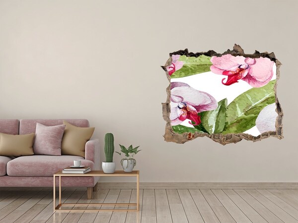 Hole in the wall decal Peonies