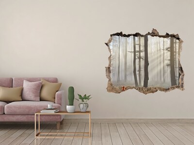 Hole in the wall sticker Misty forest in the morning light